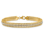 FJC Finejewelers 14 kt Yellow Gold and White Rhodium Polished Fancy Link Bracelet 8 Inches x 7.4 mm