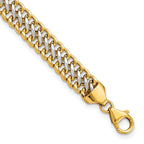 FJC Finejewelers 14 kt Yellow Gold and White Rhodium Polished Fancy Link Bracelet 8 Inches x 7.4 mm