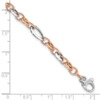 FJC Finejewelers 14 kt Two Tone Gold White and Rose Fancy Link Bracelet 8 Inches x 6.8 mm