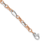 FJC Finejewelers 14 kt Two Tone Gold White and Rose Fancy Link Bracelet 8 Inches x 6.8 mm