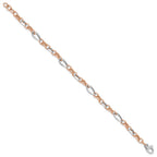 FJC Finejewelers 14 kt Two Tone Gold White and Rose Fancy Link Bracelet 8 Inches x 6.8 mm