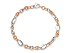 FJC Finejewelers 14 kt Two Tone Gold White and Rose Fancy Link Bracelet 8 Inches x 6.8 mm