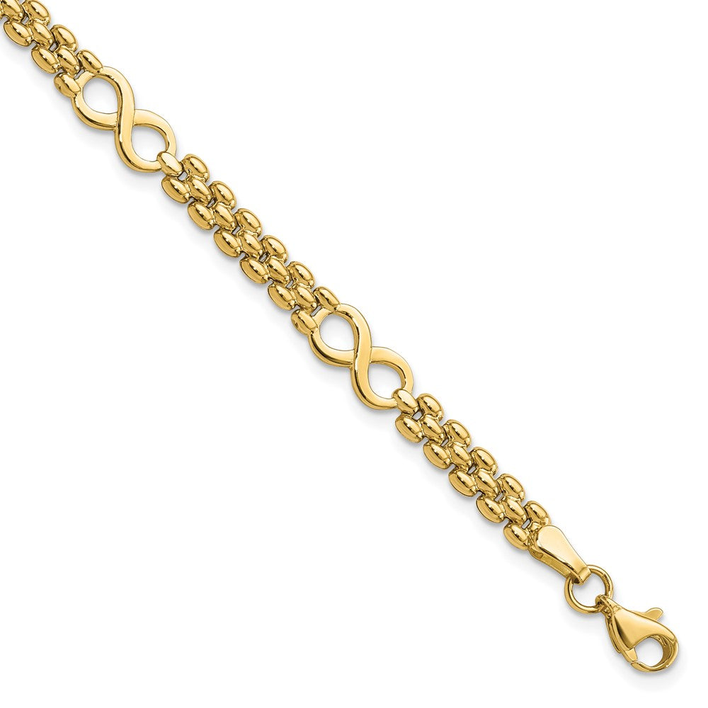 FJC Finejewelers 14 kt Yellow Gold Bracelets with Station Infinity and Fancy Link 7.5in Bracelet 7.5 Inches x 5.6 mm