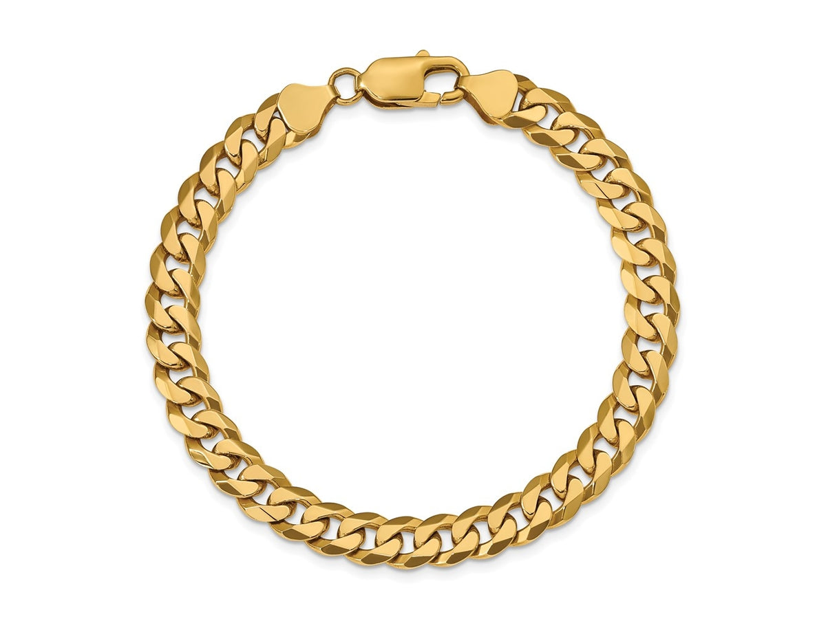 FJC Finejewelers 14 kt Yellow Gold Flat Beveled Curb Chain Bracelet 8.5 Inches x 8 mm