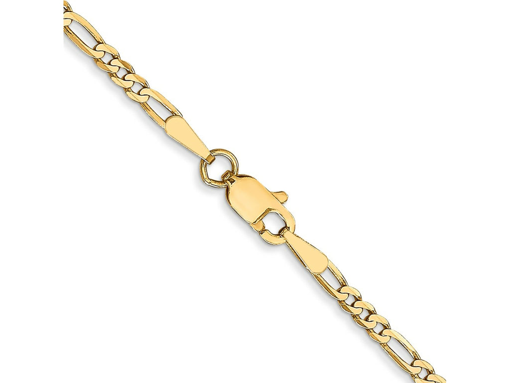 FJC Finejewelers 14 kt Yellow Gold 2.25mm Flat Figaro Chain Anklet 10 Inches x 2 mm