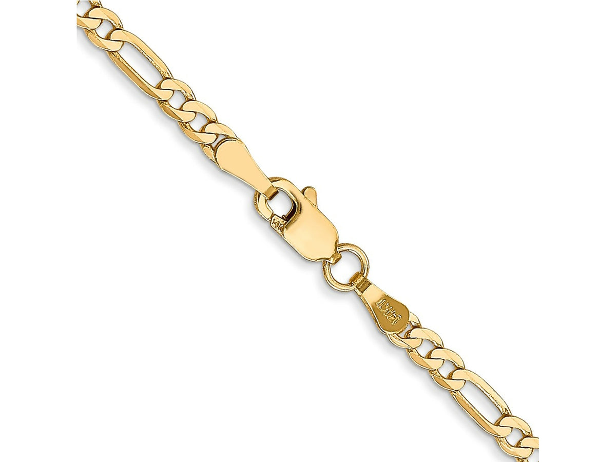 FJC Finejewelers 14 kt Yellow Gold Flat Figaro Chain Bracelet 6 Inches x 2.75 mm
