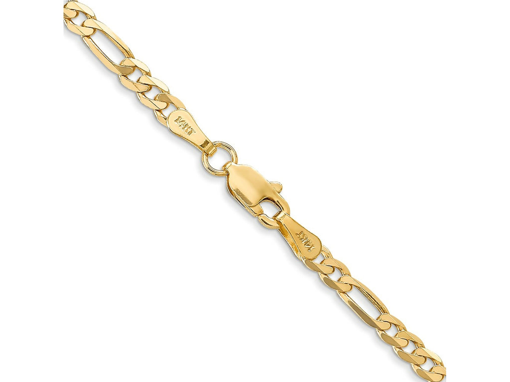 FJC Finejewelers 14 kt Yellow Gold Flat Figaro Chain Bracelet 6 Inches x 3 mm
