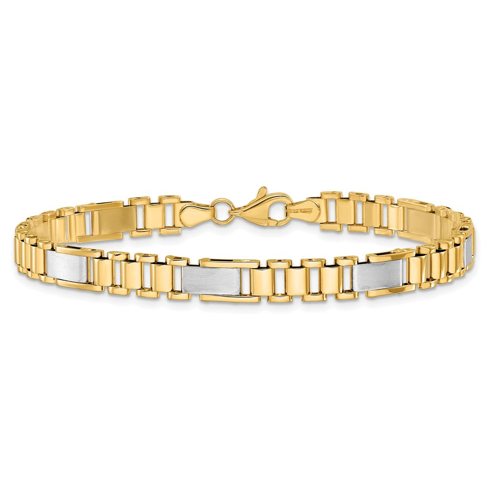 FJC Finejewelers 14 kt Two Tone Gold Open Link Brushed and Fancy Link 8in Bracelet 8 Inches x 8.5 mm