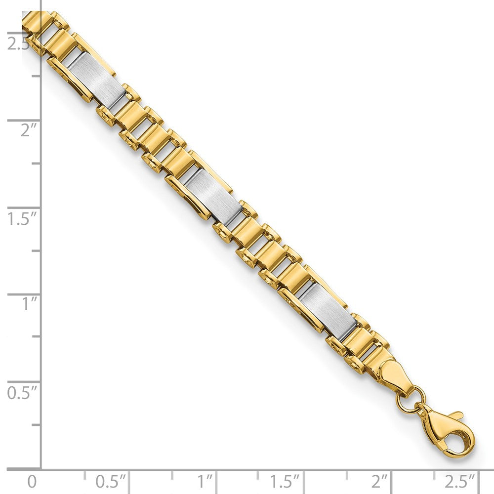 FJC Finejewelers 14 kt Two Tone Gold Open Link Brushed and Fancy Link 8in Bracelet 8 Inches x 8.5 mm