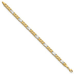FJC Finejewelers 14 kt Two Tone Gold Open Link Brushed and Fancy Link 8in Bracelet 8 Inches x 8.5 mm