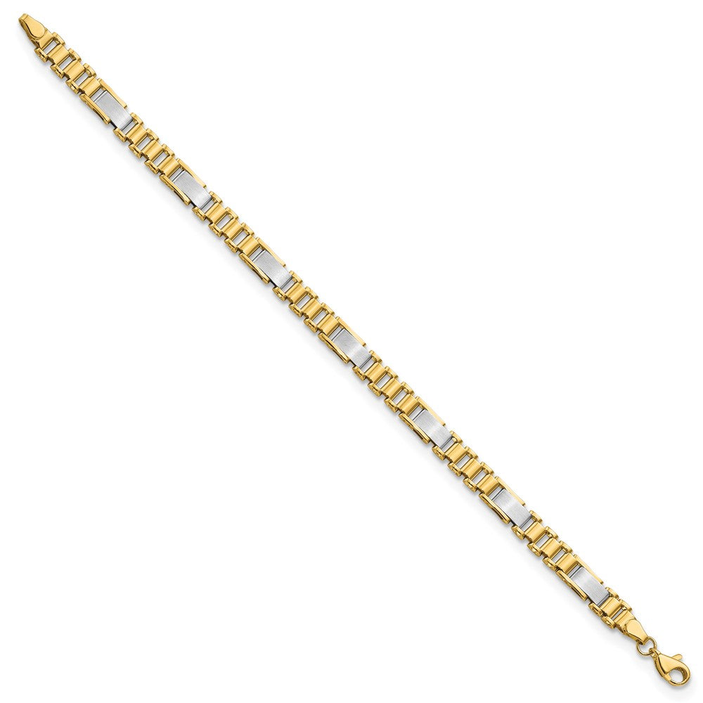 FJC Finejewelers 14 kt Two Tone Gold Open Link Brushed and Fancy Link 8in Bracelet 8 Inches x 8.5 mm