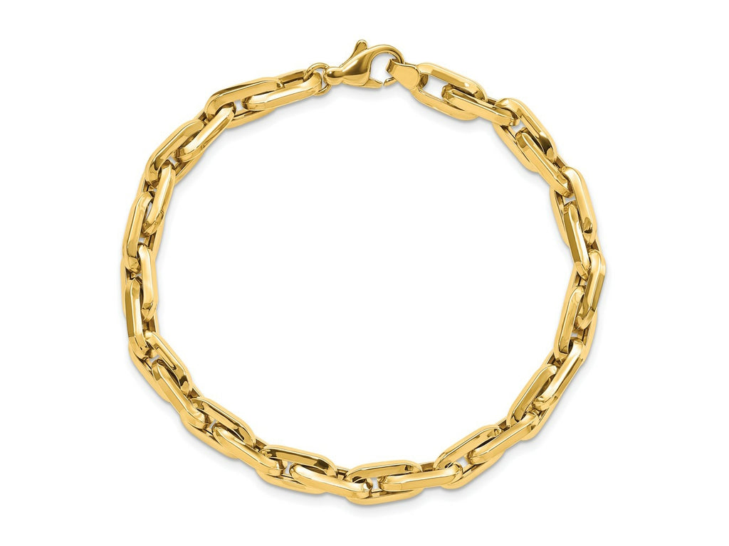 FJC Finejewelers 14 kt Yellow Gold Fancy Long Cable Link Mens 8.25in Bracelet 8.25 Inches x 6.5 mm