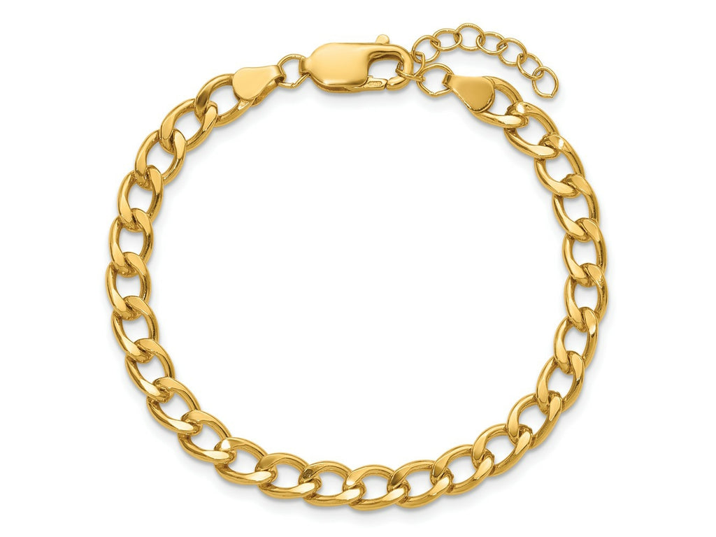 FJC Finejewelers 14 kt Yellow Gold Filled 1/20  Flat Curb 6.5in with 1in ext. Bracelet 6.5 Inches x 5.40mm