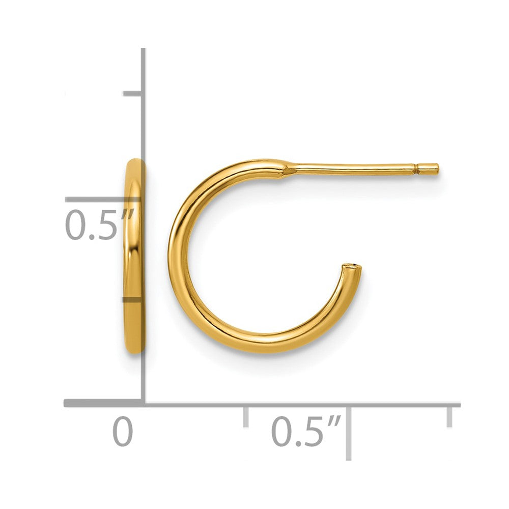 FJC Finejewelers 14 kt Yellow Gold 1/20 Filled Post Hoop Earrings 1.3 x 12 mm