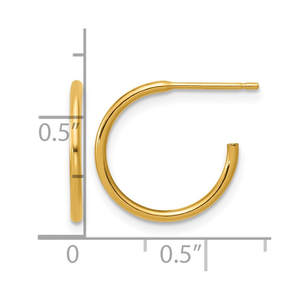 FJC Finejewelers 14 kt Yellow Gold Filled 1/20 Filled Post Hoop Earrings 1.3 x 15 mm