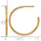 FJC Finejewelers 14 kt Yellow Gold 1/20 Filled Post Hoop Earrings 1.3 x 25 mm