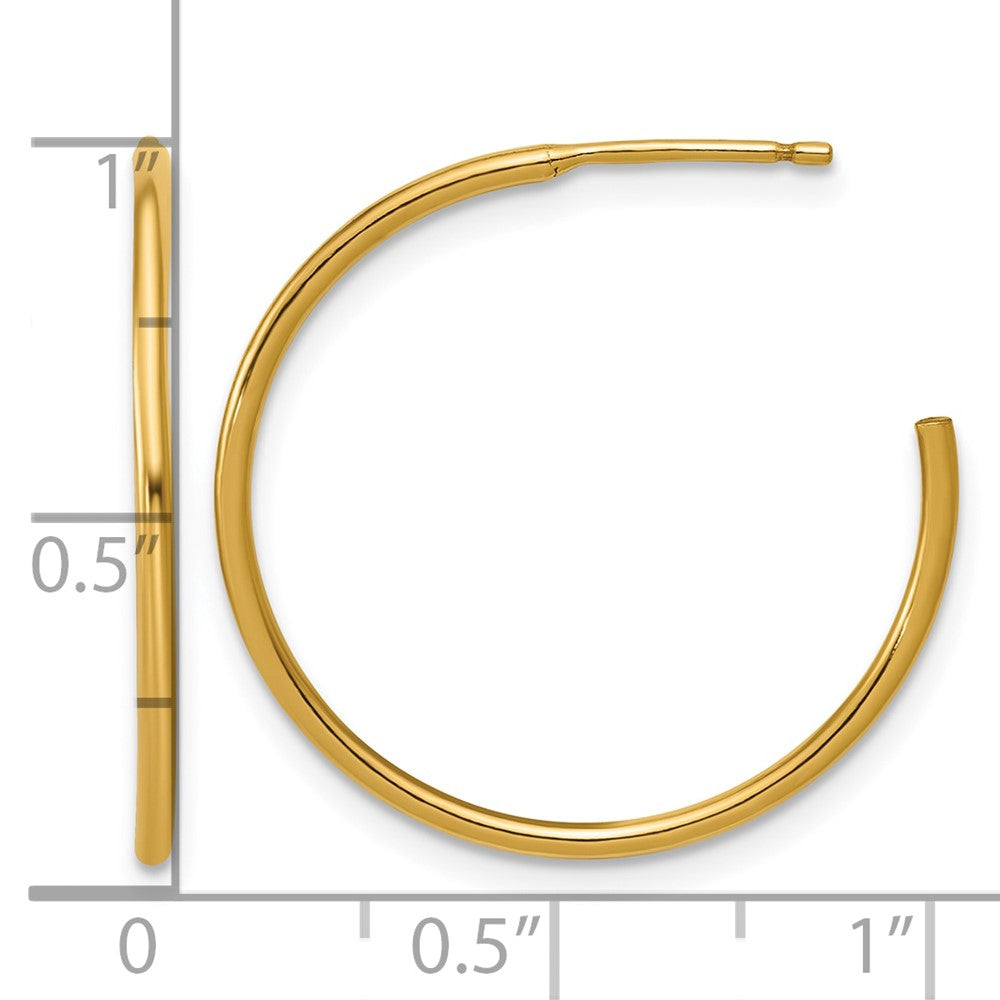 FJC Finejewelers 14 kt Yellow Gold 1/20 Filled Post Hoop Earrings 1.3 x 25 mm