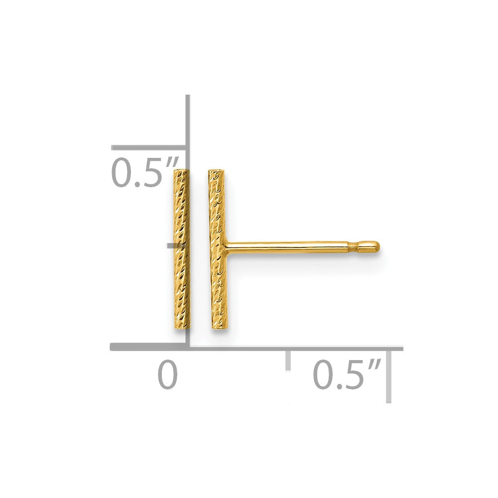 FJC Finejewelers 14 kt Yellow Gold Filled 1/20 Filled Sparkle 10mm Bar Post Earrings 11 mm x 1 mm