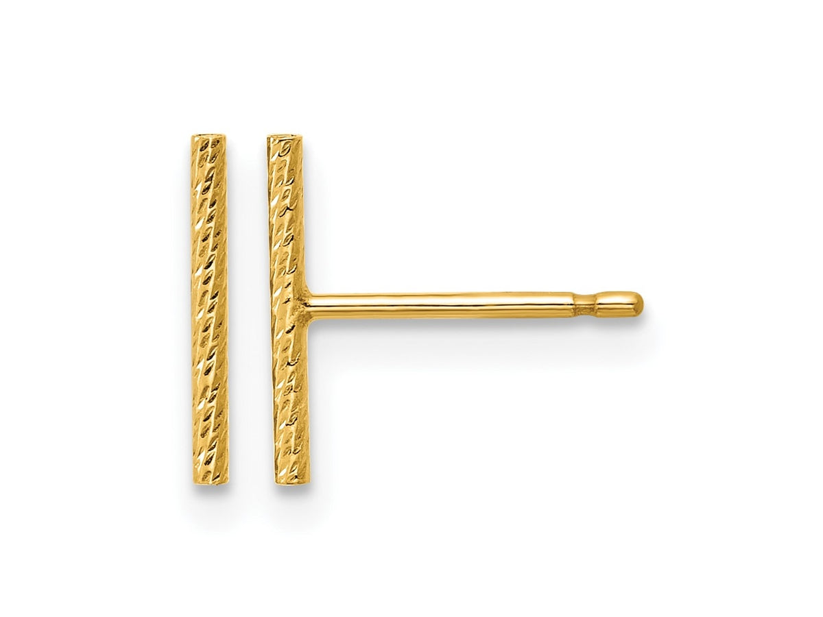 FJC Finejewelers 14 kt Yellow Gold Filled 1/20 Filled Sparkle 10mm Bar Post Earrings 11 mm x 1 mm