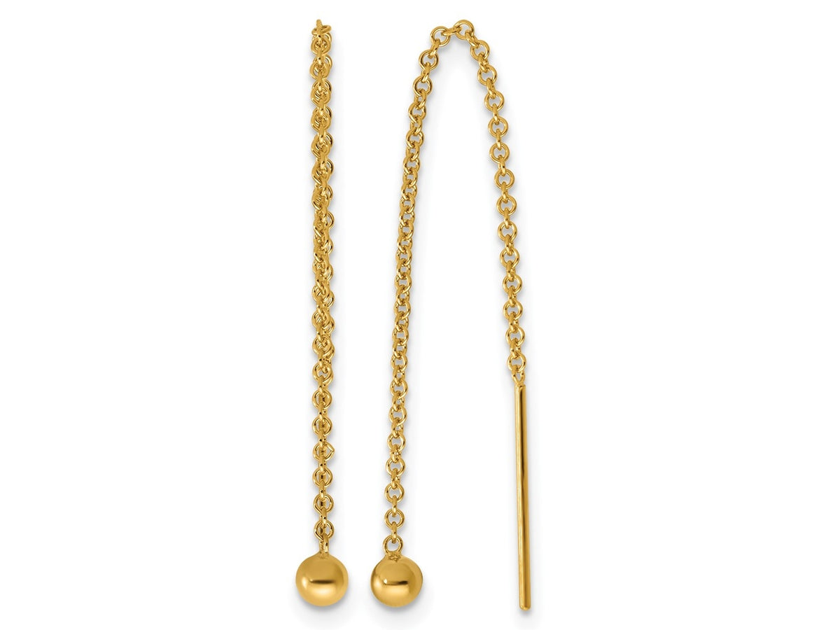 FJC Finejewelers 14 kt Yellow Gold Filled 1/20 Filled Ball Dangle Threader Earrings 34 x 3 mm