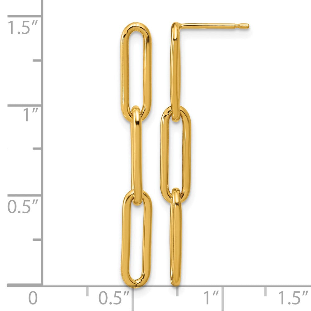 FJC Finejewelers 14 kt Yellow Gold Filled 1/20 Filled Paperclip Link Post Dangle Earrings 37 x 5 mm
