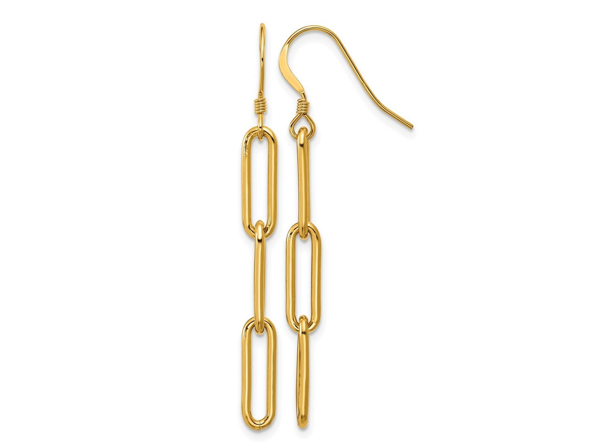 FJC Finejewelers 14 kt Yellow Gold Filled 1/20 Filled Paperclip Link Shepherd Hook Dangle Earrings 49 x 5 mm