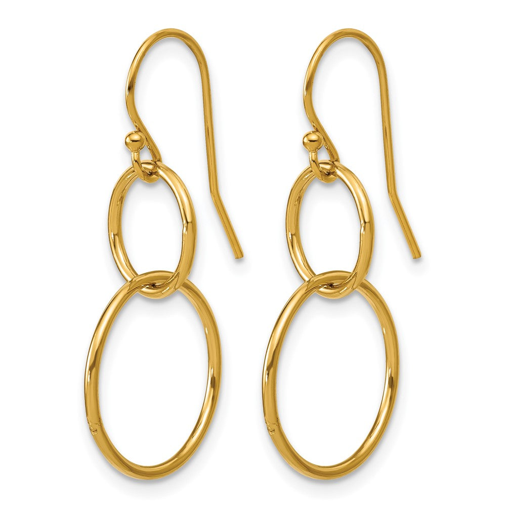 FJC Finejewelers 14 kt Yellow Gold Filled 1/20 Filled Interlocking Circles Shepherd Hook Dangle Earrings 33 x 16 mm
