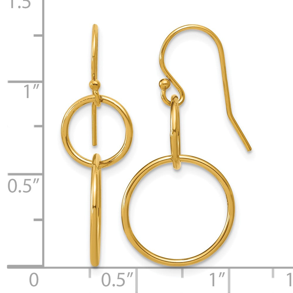 FJC Finejewelers 14 kt Yellow Gold Filled 1/20 Filled Interlocking Circles Shepherd Hook Dangle Earrings 33 x 16 mm