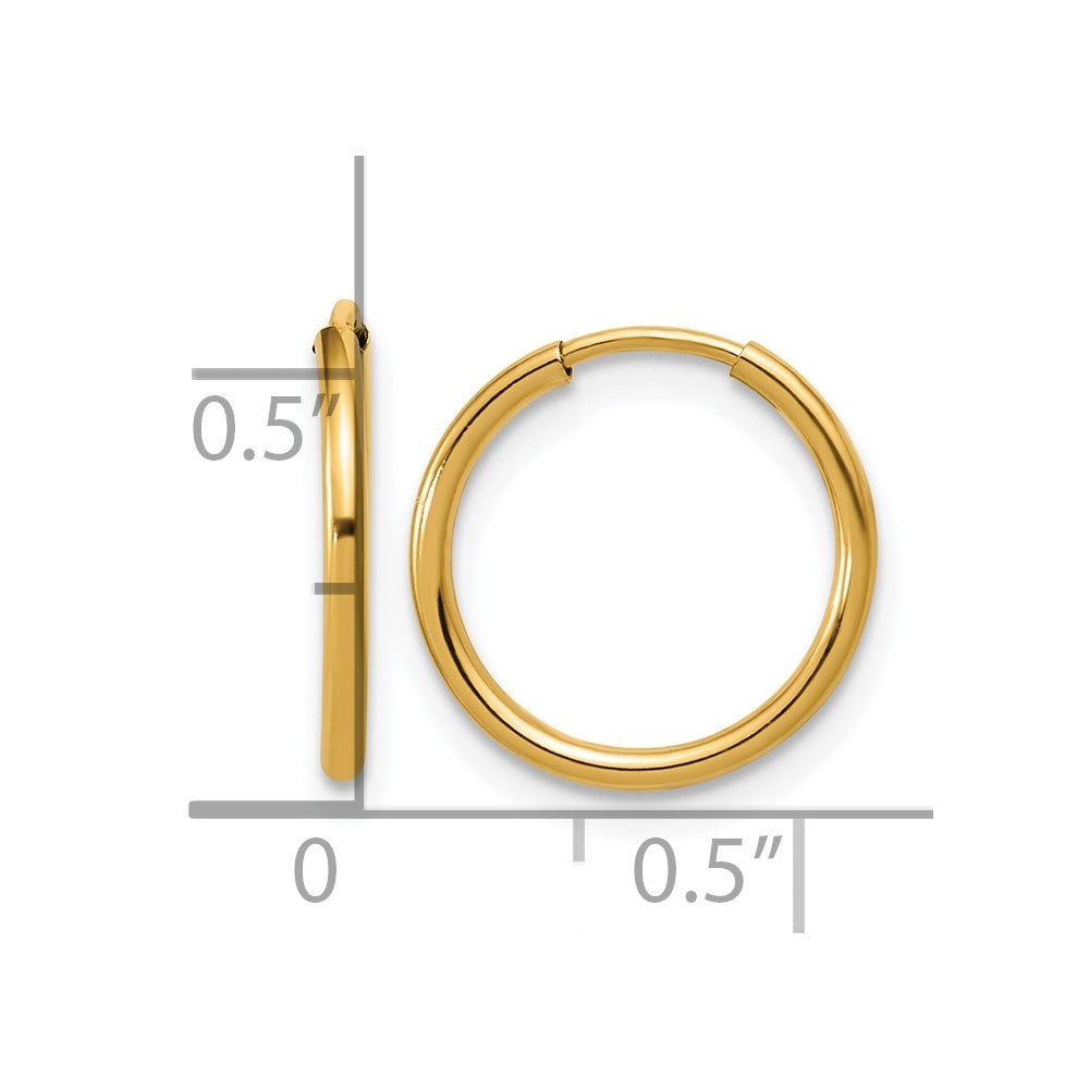 FJC Finejewelers 14 kt Yellow Gold Filled 1/20 Filled Endless Hoop Earrings 1.25 x 14 mm