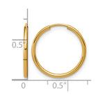 FJC Finejewelers 14 kt Yellow Gold Filled 1/20 Filled Endless Hoop Earrings 1.25 x 17 mm