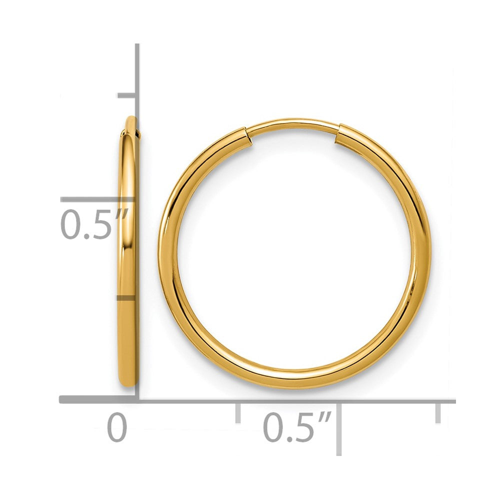 FJC Finejewelers 14 kt Yellow Gold Filled 1/20 Filled Endless Hoop Earrings 1.25 x 17 mm
