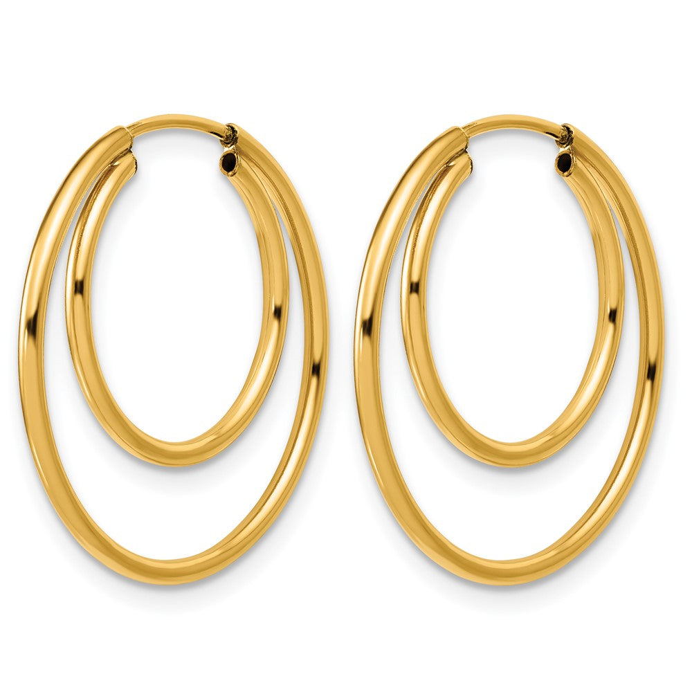 FJC Finejewelers 14 kt Yellow Gold Filled 1/20 Filled Double Endless Hoop Earrings  1.30 x 16 and 24 mm