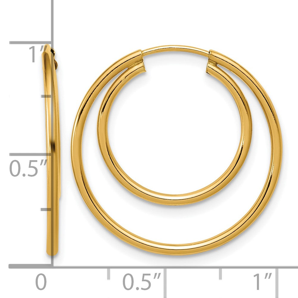 FJC Finejewelers 14 kt Yellow Gold Filled 1/20 Filled Double Endless Hoop Earrings  1.30 x 16 and 24 mm