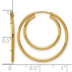 FJC Finejewelers 14 kt Yellow Gold Filled 1/20 Filled Double Endless Hoop Earrings  1.30 x 16 and 24 mm
