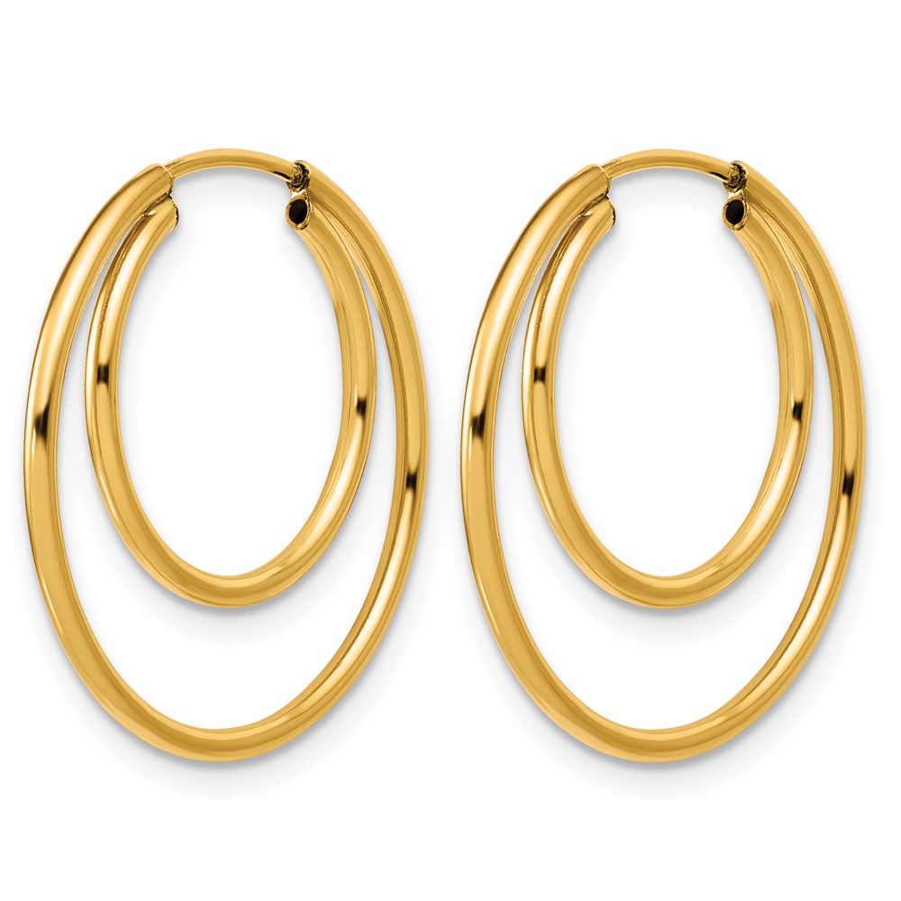 FJC Finejewelers 14 kt Yellow Gold Filled 1/20 Filled Double Endless Hoop Earrings  1.30 x 16 and 24 mm
