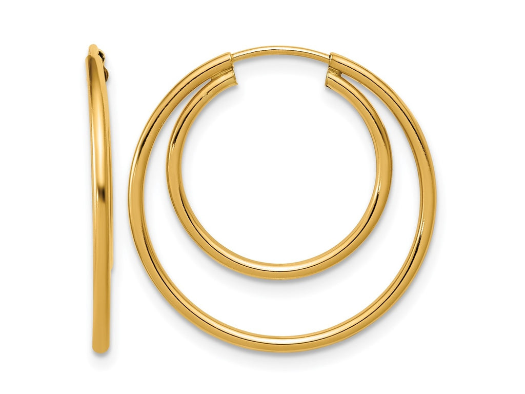 FJC Finejewelers 14 kt Yellow Gold Filled 1/20 Filled Double Endless Hoop Earrings  1.30 x 16 and 24 mm