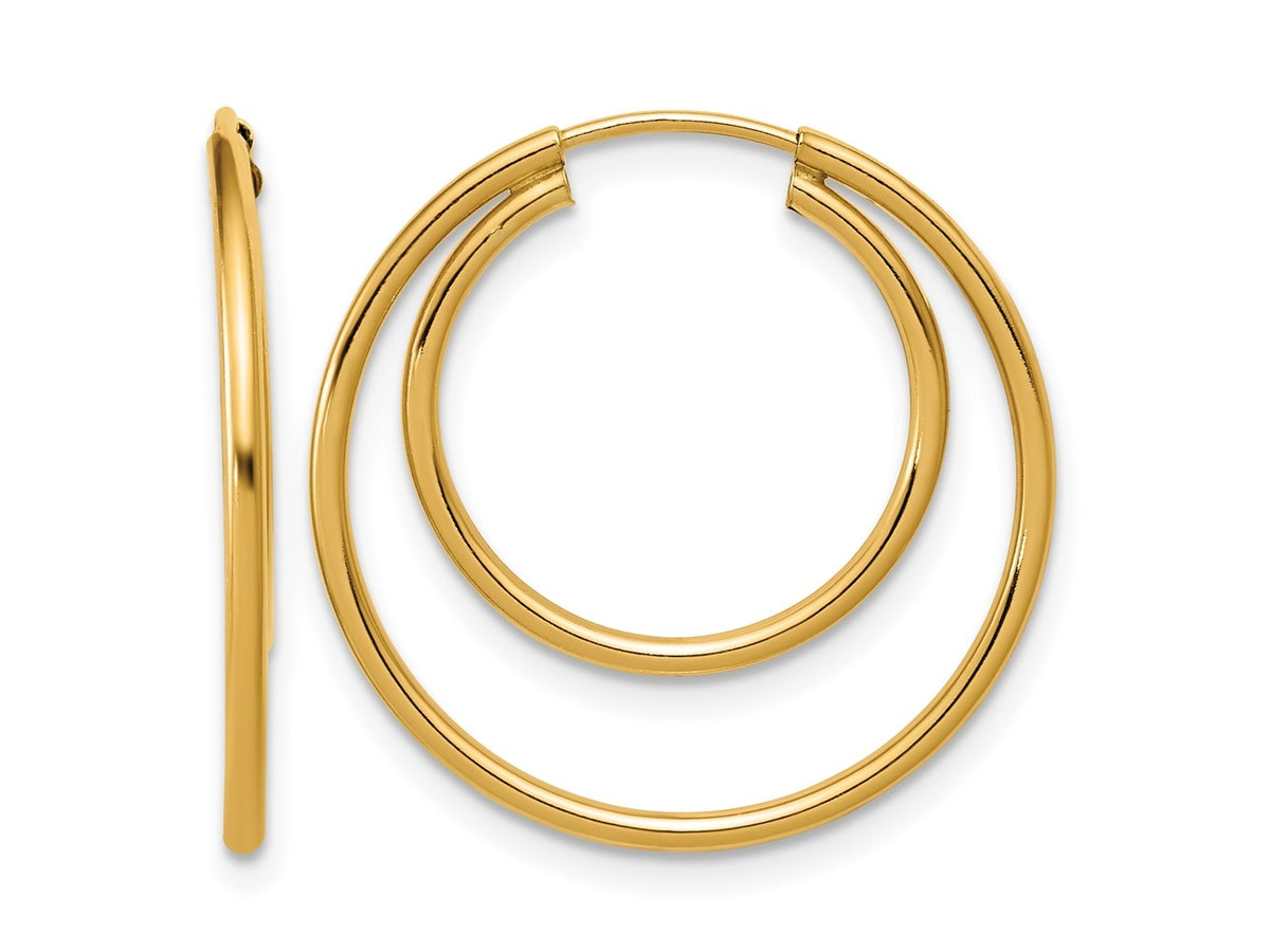 FJC Finejewelers 14 kt Yellow Gold Filled 1/20 Filled Double Endless Hoop Earrings  1.30 x 16 and 24 mm