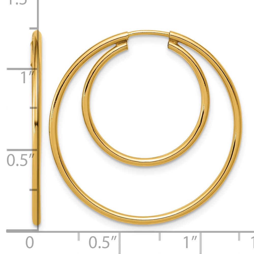 FJC Finejewelers 14 kt Yellow Gold Filled 1/20 Filled Double Endless Hoop Earrings 1.30 x 20 and 30 mm