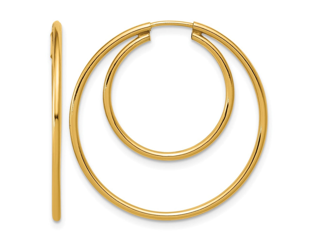 FJC Finejewelers 14 kt Yellow Gold Filled 1/20 Filled Double Endless Hoop Earrings 1.30 x 20 and 30 mm