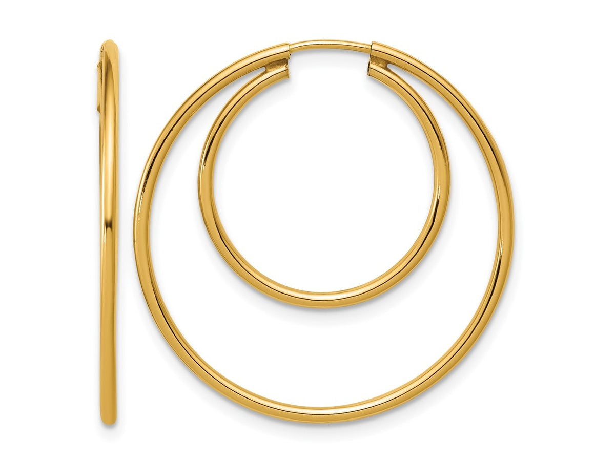 FJC Finejewelers 14 kt Yellow Gold Filled 1/20 Filled Double Endless Hoop Earrings 1.30 x 20 and 30 mm