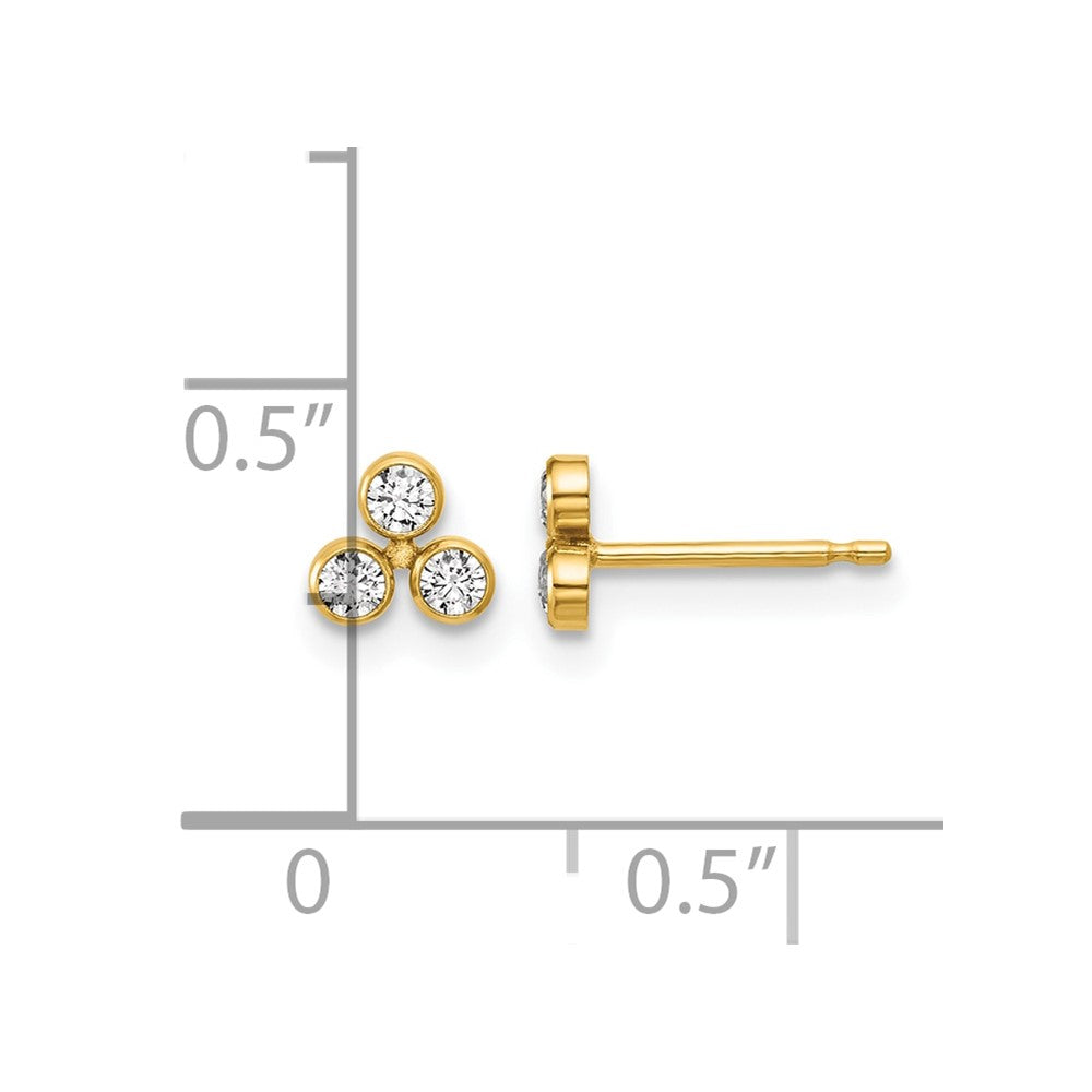 FJC Finejewelers 14 kt Yellow Gold Filled Button 1/20 Filled 5.2mm  3 CZ Bezel Post Earrings