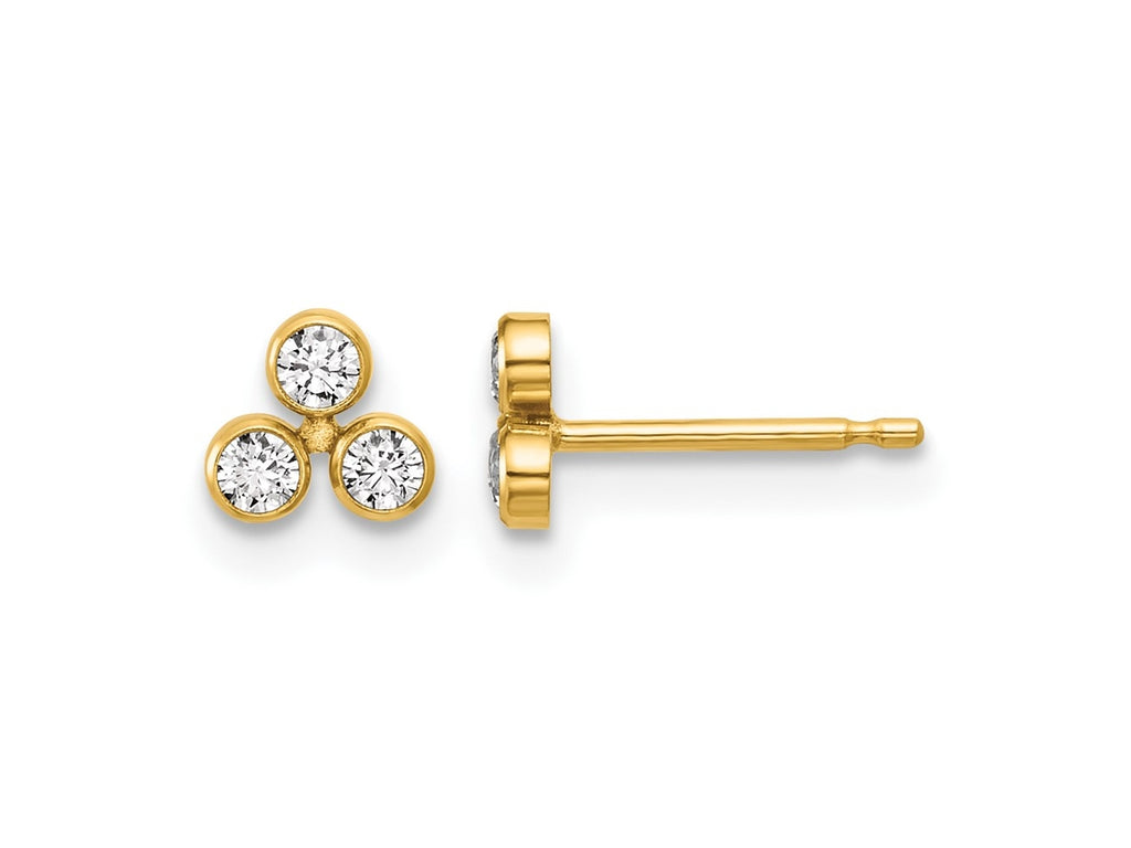 FJC Finejewelers 14 kt Yellow Gold Filled Button 1/20 Filled 5.2mm  3 CZ Bezel Post Earrings