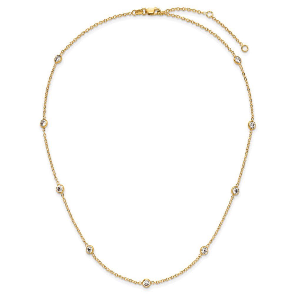 FJC Finejewelers 14 kt Yellow Gold Filled Fancy Necklace 1/20 Filled 9-Station CZ 16in with 2in ext. Necklace 18 Inches