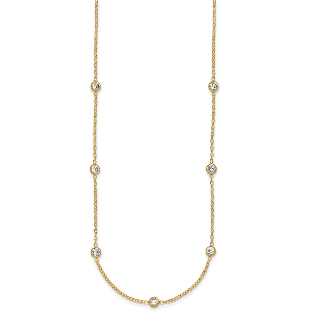 FJC Finejewelers 14 kt Yellow Gold Filled Fancy Necklace 1/20 Filled 9-Station CZ 16in with 2in ext. Necklace 18 Inches