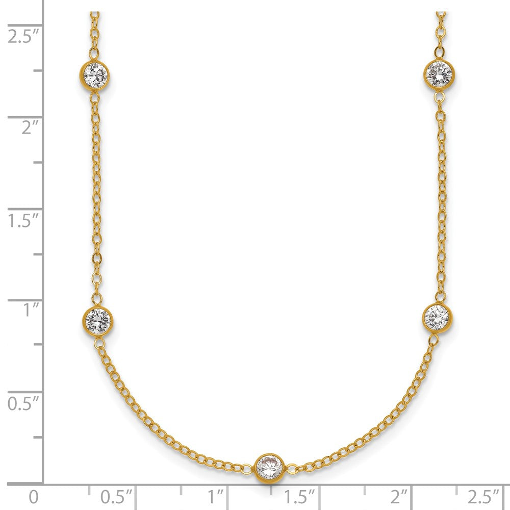 FJC Finejewelers 14 kt Yellow Gold Filled Fancy Necklace 1/20 Filled 9-Station CZ 16in with 2in ext. Necklace 18 Inches