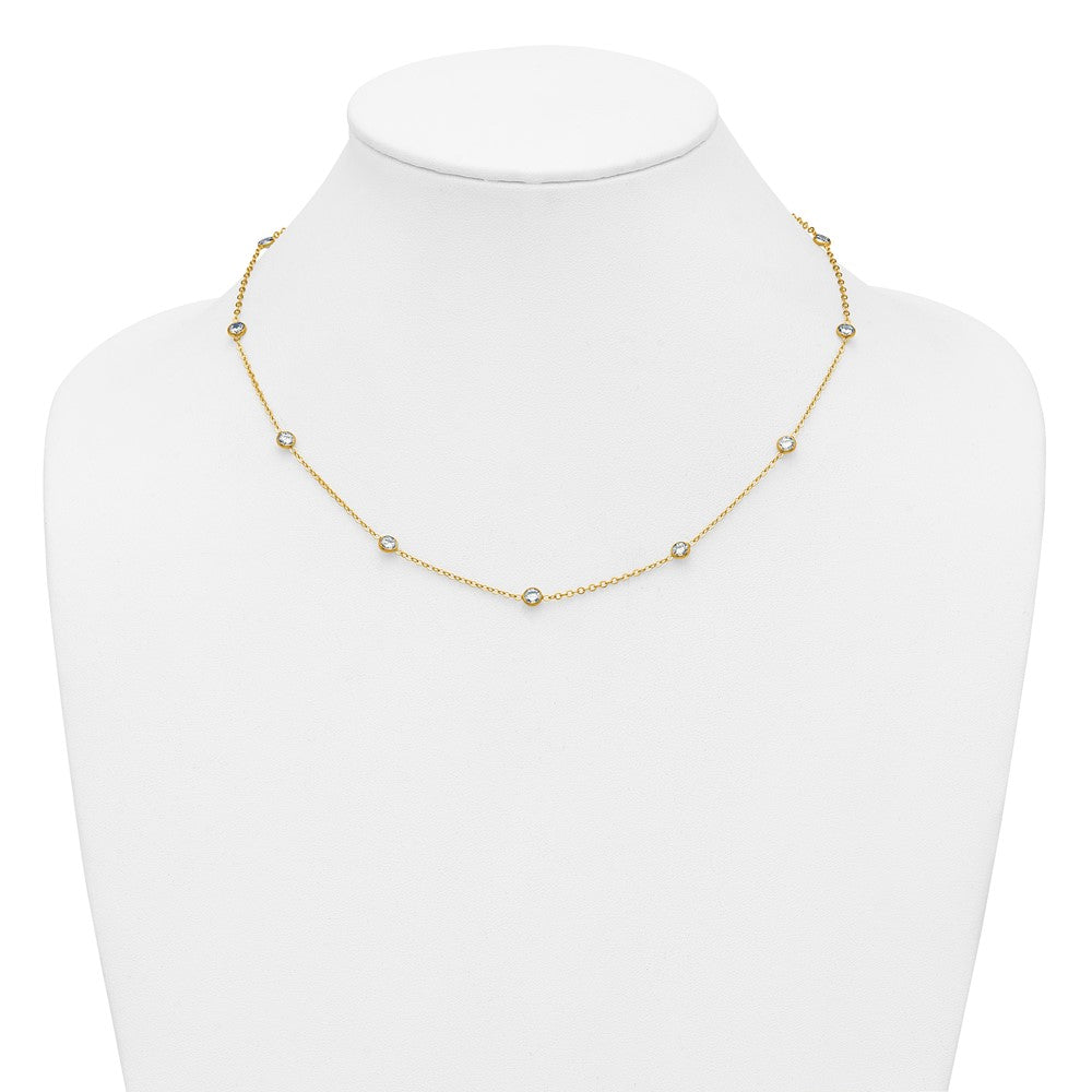 FJC Finejewelers 14 kt Yellow Gold Filled Fancy Necklace 1/20 Filled 9-Station CZ 16in with 2in ext. Necklace 18 Inches