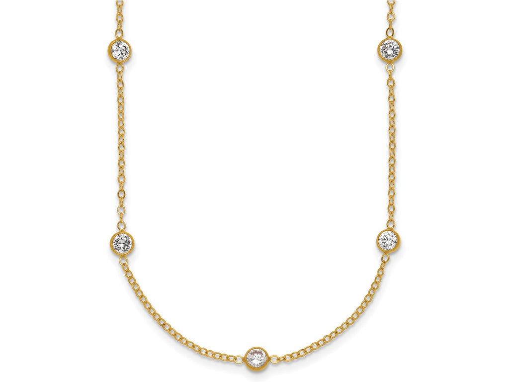 FJC Finejewelers 14 kt Yellow Gold Filled Fancy Necklace 1/20 Filled 9-Station CZ 16in with 2in ext. Necklace 18 Inches