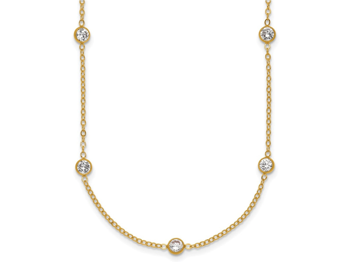 FJC Finejewelers 14 kt Yellow Gold Filled Fancy Necklace 1/20 Filled 9-Station CZ 16in with 2in ext. Necklace 18 Inches