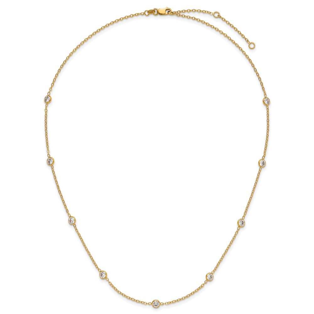 FJC Finejewelers 14 kt Yellow Gold Filled Fancy Necklace 1/20 Filled 9-Station CZ with 2in ext. Necklace 18 Inches
