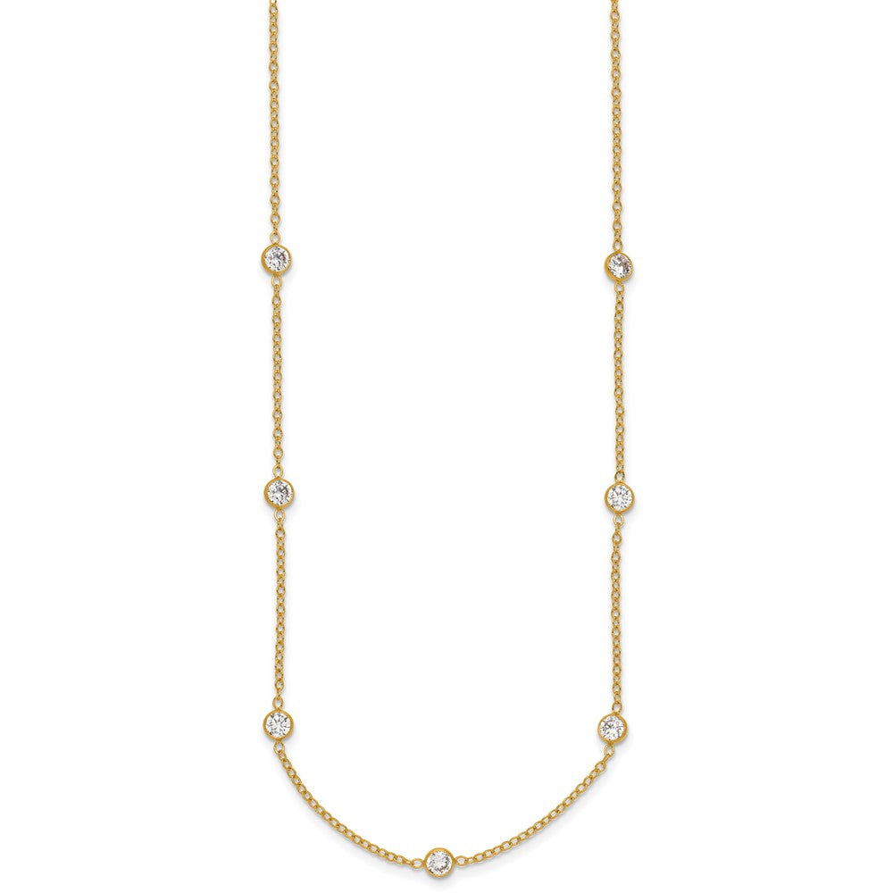 FJC Finejewelers 14 kt Yellow Gold Filled Fancy Necklace 1/20 Filled 9-Station CZ with 2in ext. Necklace 18 Inches